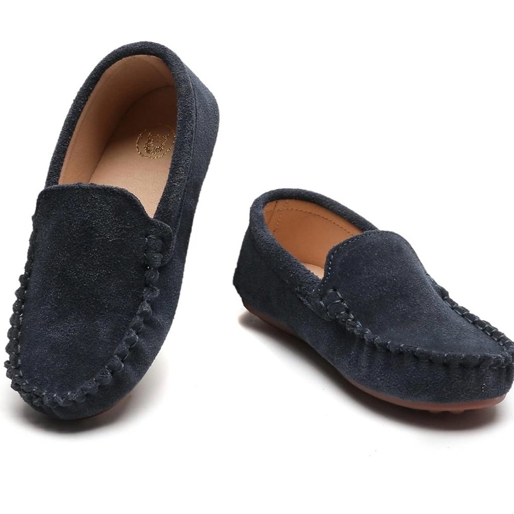 Toddler Boy Navy Blue Suede Loafers Size 8.5 - like new!